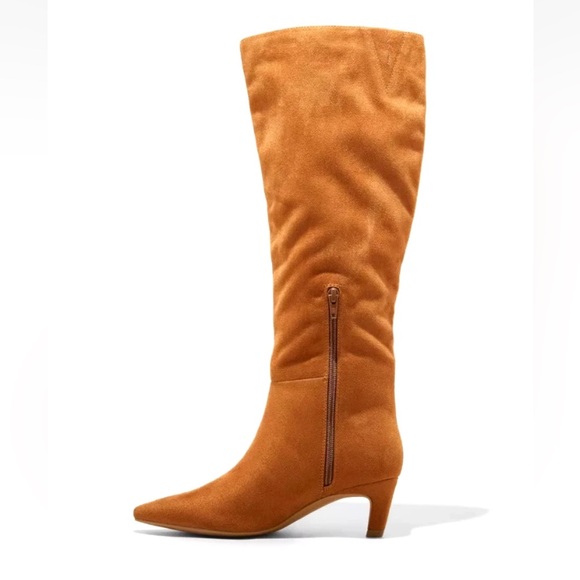 Women's Kendra Kitten Heel Tall Dress Boots with Memory Foam Insole - - Picture 2 of 4